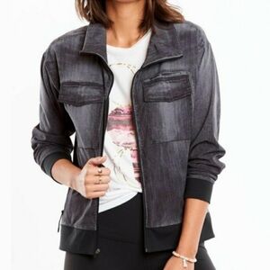 Lucy Activewear Faux Black Denim Jacket